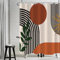Uiiooazy Duschvorhang Terracotta, Duschvorhang 150x180cm Boho Style Orange Abstrakt Kunst Grüne Blätter Duschvorhänge Anti Schimmel Stoff Waschbar Polyester Bad Vorhang mit 10 Haken für Badezimmer