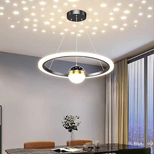 Bellastein Moderne Gold Kronleuchter, Dimmbare LED Pendelleuchte mit, höhenverstellbare Deckenleuchte, Esstisch, Esszimmer, Schreibtisch, Schlafzimmer (schwarz, 60cm)