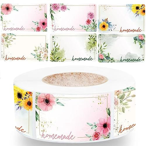 500 Piezas Etiquetas Autoadhesivas Mermelada, Etiqueta Adhesiva Regalos, Etiquetas para Frascos de Mermelada, Etiquetas para el Hogar, para Regalos Cocina Tarros Cristal