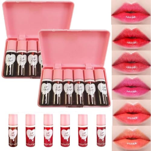 Dragon Rance - Mini brillo de labios y mejillas, 6 colores, juego de tintes de brillo de labios, taza antiadherente, color vibrante altamente pigmentado