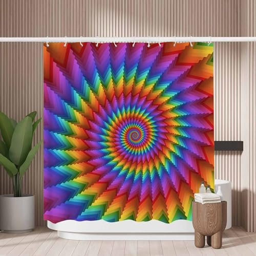 Woutay Shower Curtain Mould Proof Resistant Abstract Colors Burst,Water Repellant Fabric,Polyester,with 12 Plastic Hooks
