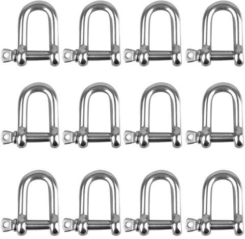 Grillo a D, 12 pezzi Grillo di Ancoraggio, Grillo a D M4 in Acciaio Inox, Grillo a D in Acciaio Inox 304, Grillo Dritto a D, Portante Tipo D Grillo, per Catena di Cavi di Sartiame