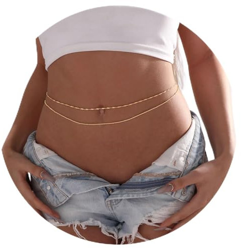 Goiern 2 collane a pancia in oro per donne, per la vita regolabile, bikini sexy a più strati
