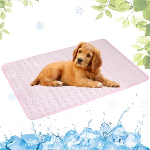LEZUAN Cooling Mat for Dogs and Cat, Heat Relief Pet Cooling Mat for Crates, Kennels and Beds - Portable and Washable(Pink,40x50cm)
