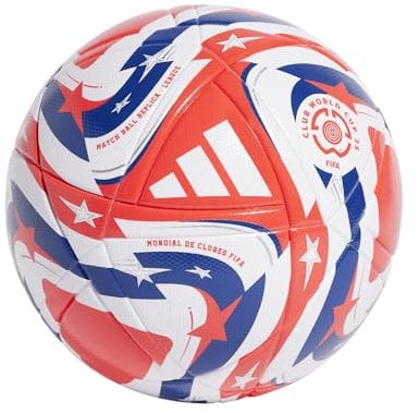 adidas Unisex-Adult FIFA Club World Cup League Soccer Ball, White/Lucid Red/Power Blue/Silver Metallic, 4