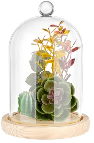 PH PandaHall Cloche Dôme en Verre Présentoir Décoratif en Verre Transparent Dôme avec Poignée Supérieure Cloche de Dôme D'affichage en Verre pour Plantes de Noël, Fleurs, Plantes Succulentes, 18x12cm