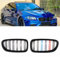 YIGRRO Kühlergrill für 5er F10，Zubehör Sport Frontgrill，Glanz Schwarz Doppelsteg Sport Kühlergrill，für 5er F10 F11 F18 520d 530d 540i (F10 2010-2017, Glanz Schwarz Mit M-Color)