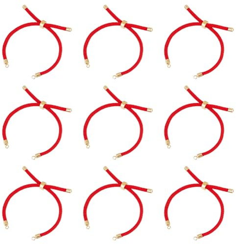 UNICRAFTALE Braccialetti con Cursore Da 10 pezzo Bracciale con Cordino Intrecciato In Nylon Bracciale Amm aglie Rosso Da 22-23cm con Accessori In Ottone per La Creazione di Gioielli
