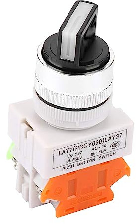 budiniao Interrupteur rotatif en métal en plastique 2 positions autobloquantes 220V 5A 22MM trou d'installation interrupteurs à bouton marche-arrêt rotatifs intérieurs