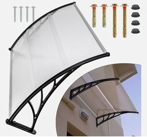 Front Door Canopy, ERnonde 90x150cm Door Canopy Awning Shelter Front Back Porch Outdoor Shade Patio Roof Rain Cover Window Awnings Canopies for Front and Rear Entrances, Balconies, Windows