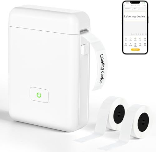 Etikettendrucker, GuKKK Mini Bluetooth Selbstklebendes Etikettiergerät, Tragbarer Beschriftungsgerät Selbstklebend, Labeldrucker Mini Label Printer für Zuhause Büro,Kompatibel für Android & iOS-System