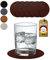 Lederfabrik Garnier® Untersetzer Gläser rund 6er-Set - rutschfest & Abwaschbar - Perfekter Tischschutz - Glasuntersetzer Leder Braun - Made in DE