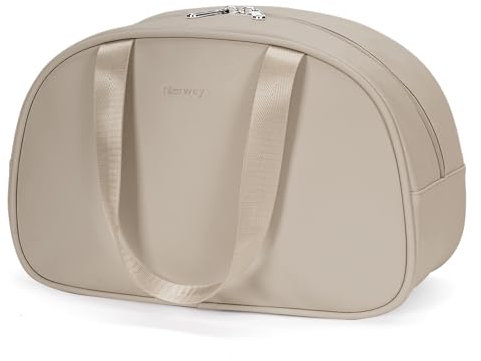 Kulturtasche Damen Kulturbeutel Kosmetiktasche Volle Größe Waschtasche Make up Tasche Organizer für Kinder and Frauen (Hellbraun)