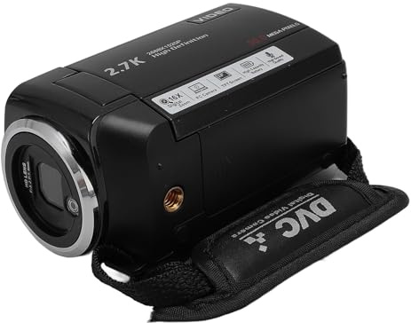 Yanmis Videokamera-Camcorder, 50 MP 2,7 K HD-Videorecorder, 16-facher Digitalzoom, 2,8 Zoll Drehbarer Bildschirm, Tragbarer Camcorder mit 1/4 Zoll Gewindeloch, Elektronische (8GB)