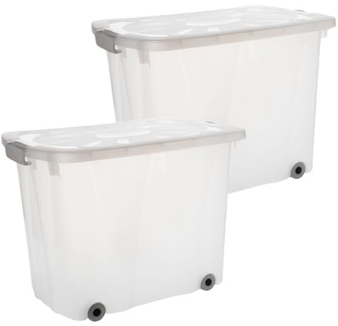2friends 2er Set Aufbewahrungsbox mit Deckel Groß 60 Liter – Stapelbare Plastikboxen für Büro, Küche, Garage & Kinderzimmer, Praktische Kisten mit Clip-Verschlüssen, Lüftungsklappen, Made in EU