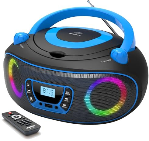 WIITHINK Portable Radio CD Player Boombox with Bluetooth, FM Radio,USB/MP3/CD-R/CD-RW/WMA Playback, AUX Input, Headphone Jack,Compact CD Player