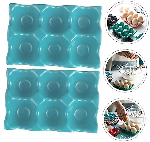 GLSTOY 2piezas Huevera De Cerámica Para Guardar Huevos Refrigerador Contenedor Rejillas Práctica Bandeja Para Huevos
