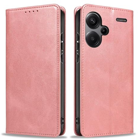 LBH Handyhülle Smartphone-Hülle für Xiaomi Redmi Note 13 Pro+ 5G Klapphülle Magnetverschluss Kartenfächer Geldfach Standfunktion Case Etui Rundumschutz Schutzhülle Rosa