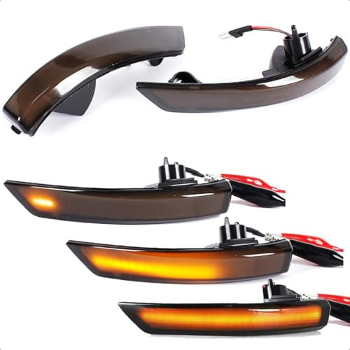 LoreenCar LED Blinker dynamisch für Ford Focus MK2 MK3, Mondeo MK4, Laufblinker, Seitenblinker, Blinkleuchten, 12V, Paar, Gelb