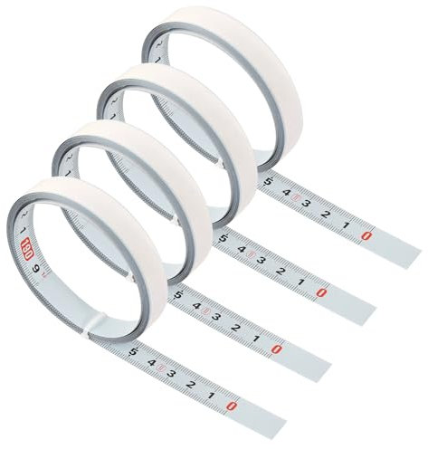 FASBET 4 Stück Selbstklebendes Maßband 2m Links Nach Rechts Metrisches zum Aufkleben Maßband Selbstklebend Metall für T-Schienen-Fräser Tischsäge, Holzbearbeitungswerkzeug