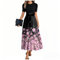 Robe Longue Femme Ete Fleurie Spring Dress Femme Elegant Col Rond Elegante Rose Robe Ceremonie Mariage Volants Boheme Chic de Cocktail Et Elegant Manche Courte D'été Vente Flash Rose XL