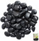Galets, 4-8 cm Noir Galets de Rivière Polis, 1kg Pierres Décoratives Polies, Galets de Jardin Blancs Grands, pour L'aménagement Paysager, la Décoration de la Maison, Les Projets Artistiques