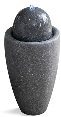 XBrand 25.98 H Blue Round Stone Indoor/Outdoor Modern Sphere Water Fountain with LED Lights – Ball Bubbling Fountain Décor for Garden, Patio, Or Tabletop
