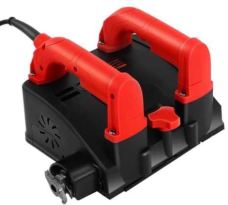 Amoladora eléctrica de hormigón, 1200 W, 3000 R/min, ajuste de altura 1-4 mm, fresadora con 26 hojas, lijadora de rodillos, ancho de fresado 16 cm, rojo