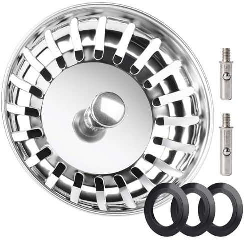 Kitchen Sink Plug Strainer, Stainless Steel Sink Plug Replacement for Approx. 83mm Old Plug Size, Actual Top Diameter Approx. 83mm, Food Hair Catcher Drain Stopper, Pop Up Sink Drainer Plug, 1 Pack