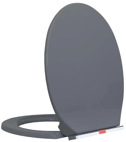 Asiento de inodoro ovalado gris cierre suave y liberación rápida: cómodo fácil limpiar