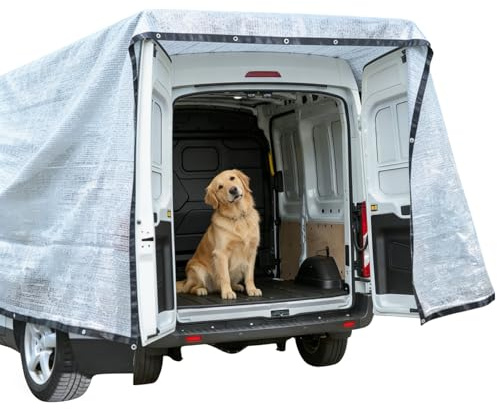Sonnenschutznetz für Auto und Haustier, Hitzeschutznetz aus Aluminiumfolie,Sonnenschutznetz für VW T4/T5/T6, Vito, Ford Transit Custom, Renault Trafic, Peugeot Expert, (4x6 Meter)