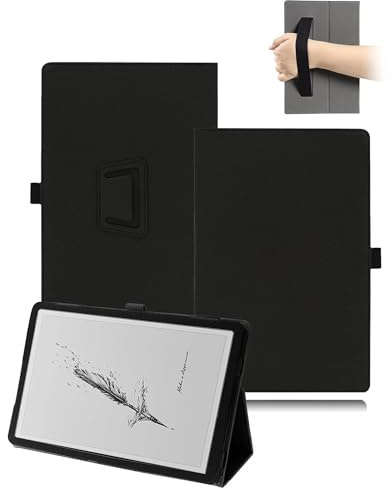 Custodia per tablet BOOX Note Max da 13,3 pollici, in pelle PU, con supporto per penna e cordino, colore: nero