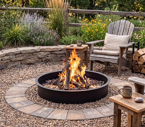 Aptliton Feuerstellen-Ring-Liner 162 cm Außendurchmesser / 152cm Innendurchmesser | Robuster Stahl Feuerstellenring Für DIY Feuerstelle | Feuerschale Rauchfrei Für Garten, Terrasse Und Camping
