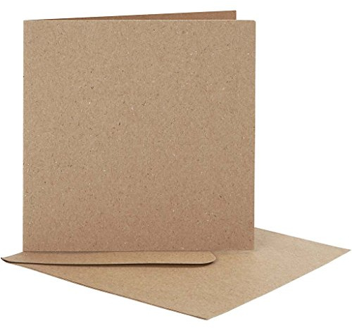 Karten und Umschläge, Kartengröße 12,5x12,5 cm, natur, 10 Set