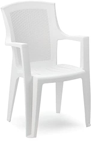 Stapelbarer Stuhl mit hoher Rückenlehne, Rattaneffekt, Made in Italy, 60 x 62 x 89 cm, weiße Farbe