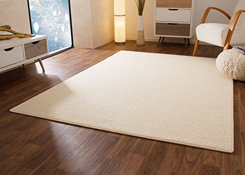 Steffensmeier Designer Teppich Modern Berber Sydney in Weiß, Wollsiegel Qualität, Größe: 80x160 cm