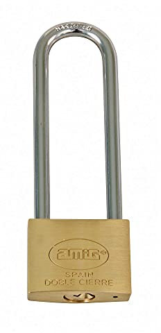 Amig - Cadenas de sécurité | Comprend 2 clés | Arc extra long | Laiton et arc en acier traité | Pour casiers de gym, portes, armoires, valises, sacs à dos | Double fermeture | Largeur : 50 mm