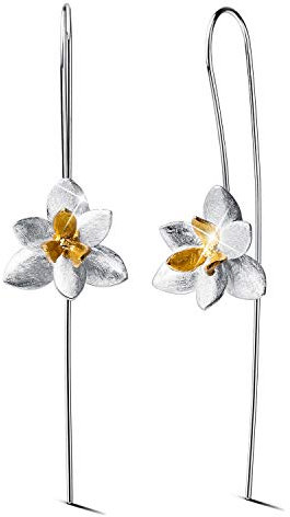 ✦ Regalo San Valentino Per Lei ✦ Springlight Orecchini Donna Argento 925 Eleganti orecchini a forma di orchidea Orecchini pendenti, gioielli unici fatti a mano per le idee regalo donna.
