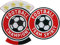 2er-Set, Fussball Patches gestickt, mit Gold metallic Stickerei/Aufbügler Aufnäher Abzeichen Patch für Kleidung Dress Trikot Shirt Shorts/Fußball Mannschaft Verein Team Fan (Set Rot)
