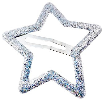 Righe e Pois - Fermaglio per Capelli Clic Clac Stella, Molletta in Metallo Con Glitter - CM 05 Stella Glitter Col.Ass. - Argento