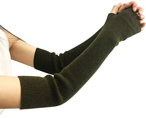 Amorar Damen Winter Handschuhe Gestrickte Armstulpen Kaschmir Armwärmer Lange Fingerlose Pulswärmer Hand-Stulpen Handwärmer Armhülse
