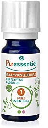 Puressentiel Huile Essentielle Eucalyptus globuleux HEBBD BIO 10 ml | Huile essentielle 100% pure et naturelle HEBDD Eucalyptus radiata. Contribue au confort respiratoire. Complément alimentaire