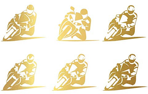 Motorradaufkleber 6er Set Sticker Aufkleber für Motorrad Auto Biker Bike Folie selbstklebend Design (Gold Metallic K022)