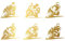 Motorradaufkleber 6er Set Sticker Aufkleber für Motorrad Auto Biker Bike Folie selbstklebend Design (Gold Metallic K022)