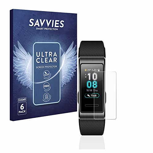 Savvies Schutzfolie für Huawei Band 4 Pro | 6 Stück Transparenter Displayschutz Made in Germany Ultra-Klar Displayschutz-Folie