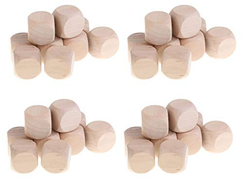 B Baosity 40er-Set 30mm Leerer Holzwürfel D6 Sechsseitig, DIY Blanko Würfel
