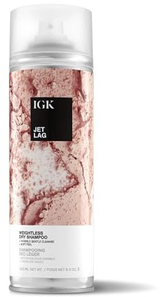 IGK JET LAG Invisible Dry Shampoo Spray | Refreshes Hair Between Washes + Absorbs Oil | Weightless, No White Residue, Soft Finish | Vegan + Cruelty Free | 6.3 Oz
