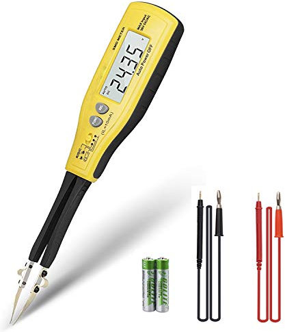 AIOMEST Tester SMD Digitale, Conteggio Automatico 6000, Ohmmetro di Resistenza Mini DMM Portatile, Test di Continuità Della Batteria del Diodo di Capacità, Lettore SMD di Pinzette Portatili, AI-990C