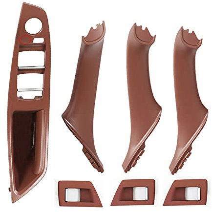 Hacreyatu 7PC LHD Innentürgriff Innentürverkleidung Pull für B-M-W 5er F10 F11 520 523 525 528 530 535 (Braun)