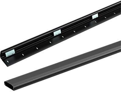 Conecto 1,00 m Aluminium Kabelk zum Kleben oder Schrauben mit 3 x 30 cm 3M Klebeband, Schwarz